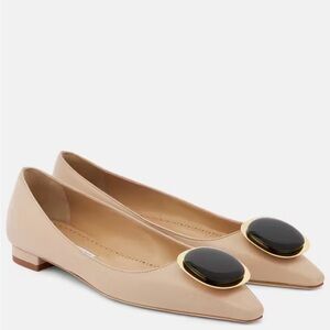 Manolo Blahnik Chiaran Leather Flats Size 38